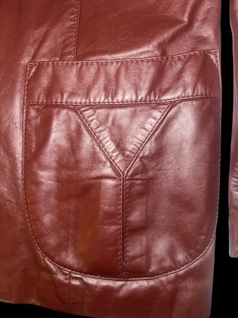 VTG Etienne Aigner Blazer Women M-L Oxblood Leather Notch Collar Jacket 1980s - Picture 12 of 12